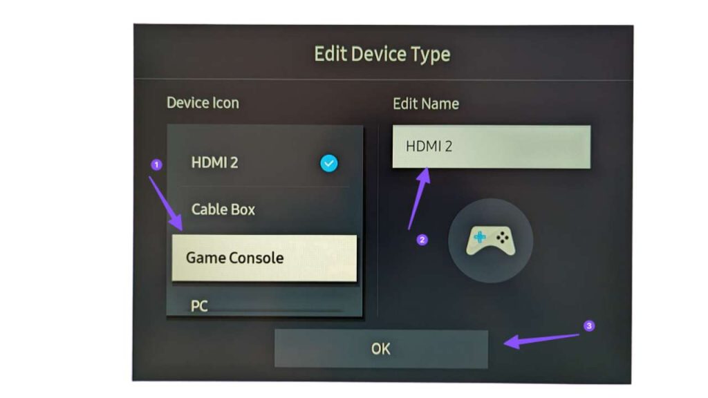 Select HDMI Input on the TV 1